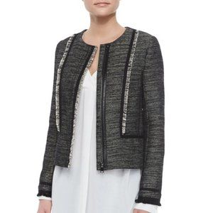 Vince Fringe Trim Boucle Jacket Blazer 2